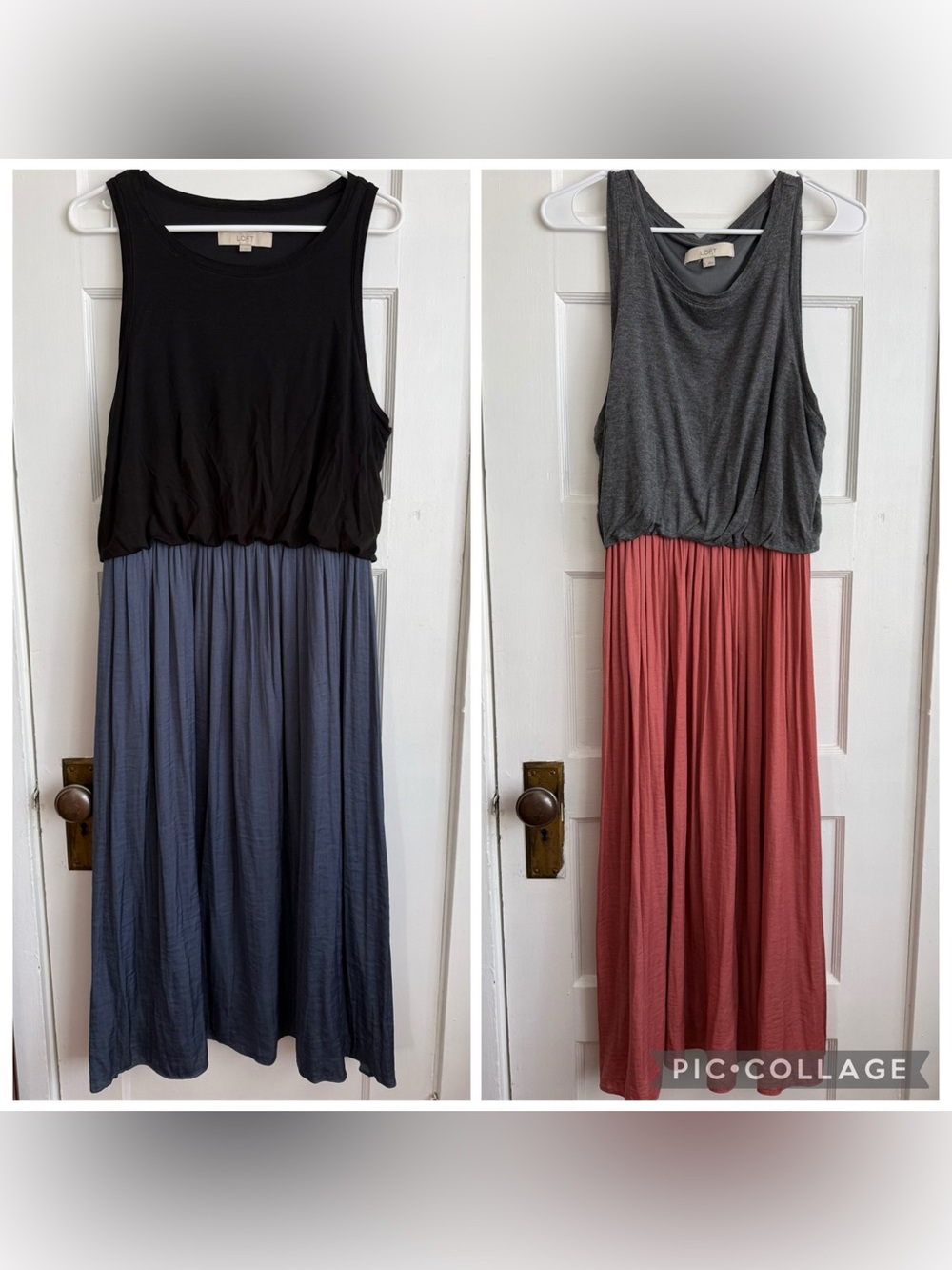 EUC Bundle of 2 LOFT Mixed Media Midi Dresses // Size L